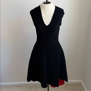 Milly New York Black with Red Inside Accent Slight High Low Dress Small
